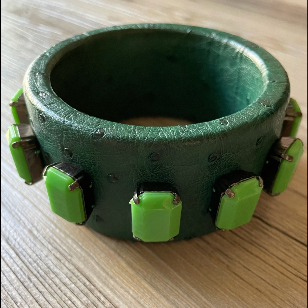 COPY - Authentic Prada Ostrich Crystal Bangle